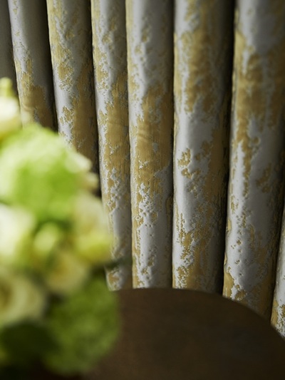Gold and grey curtain fabric textures