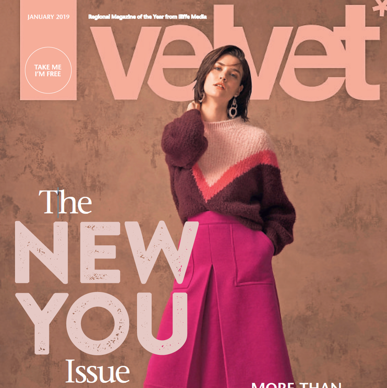 Velvet Magazine cover - January 2019. Sam Bheda predicts the interiors trends for 2019.
